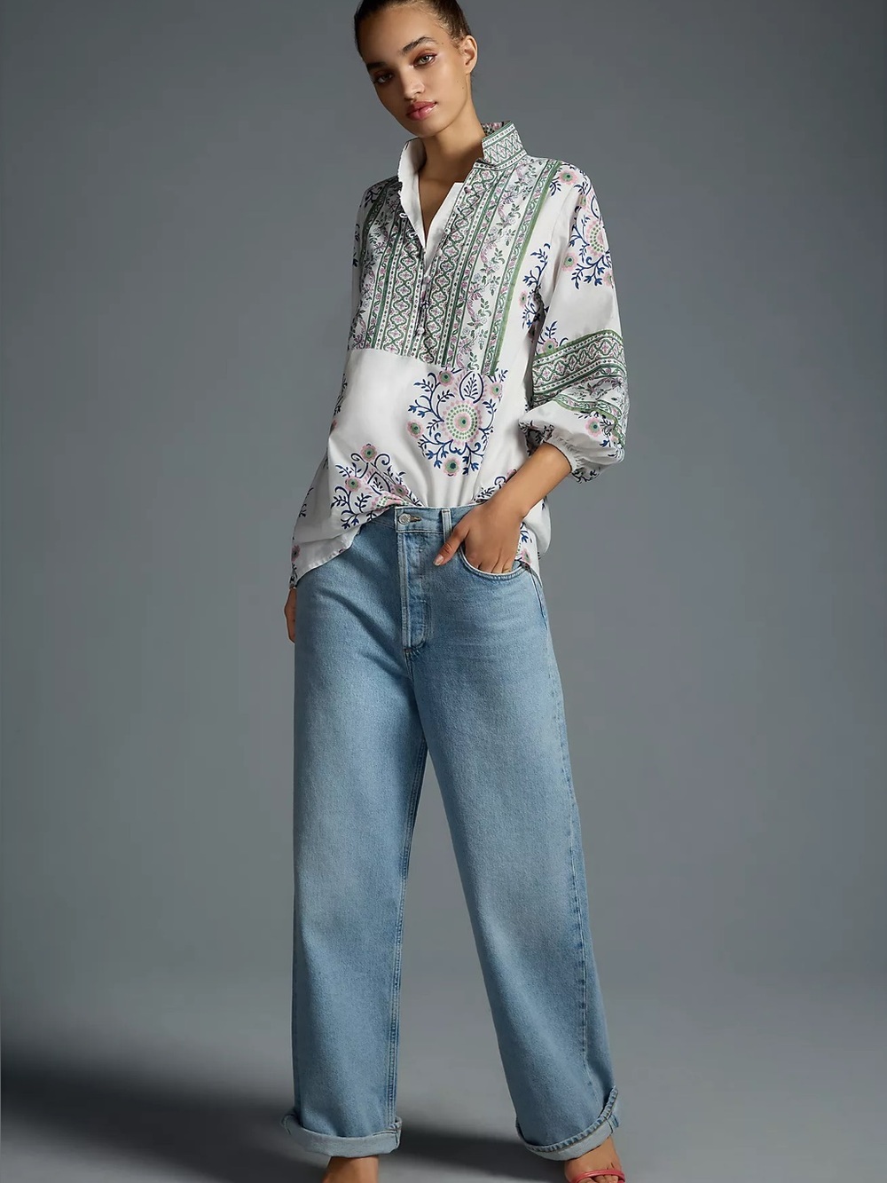 NWOT Anthropologie Sue Sartor Bangalore Tunic Top 1X White Floral Anthro Boho - Picture 6 of 15